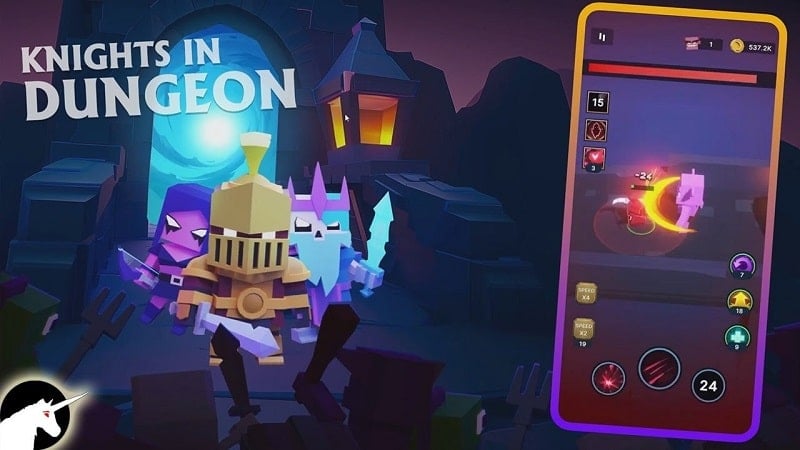Knights in Dungeon 1.1.19 (Menu/Free In-app Purchase/Damage/Defense Multiplier/God Mode)